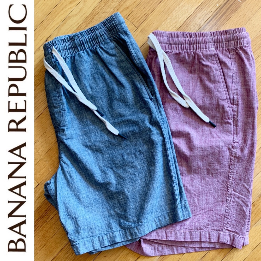 Lot of 2 Banana Republic Deck Shorts - Red & Blue